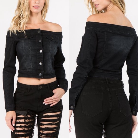 off shoulder jean jacket plus size